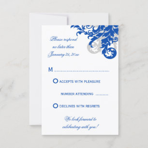 Resposta de Casamento Royal Blue e Prata Flourish