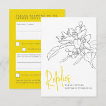 Resposta de casamento RSVP da floração amarela de 