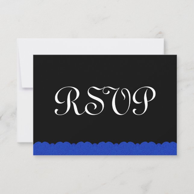 Resposta de Casamento RSVP de Raça Real Azul e Pre (Frente)