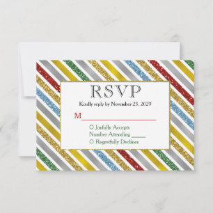 Resposta de Casamento RSVP de Stripes de Feriado