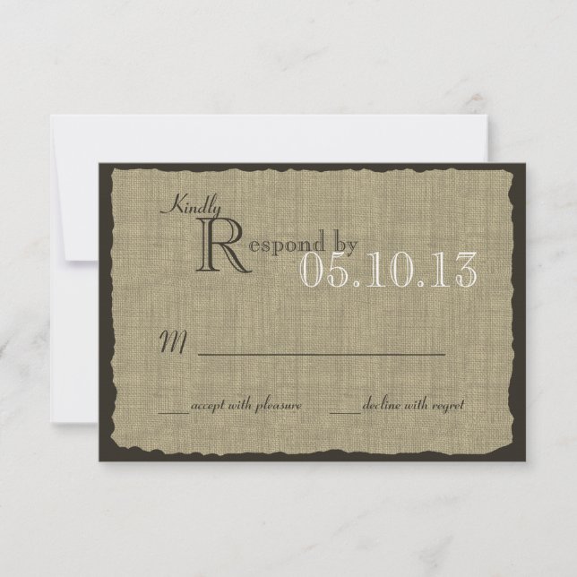 Resposta de Casamento Rustic Burlap (Frente)