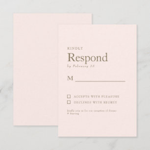 Resposta de Casamento Simples Texto Dourado Blush