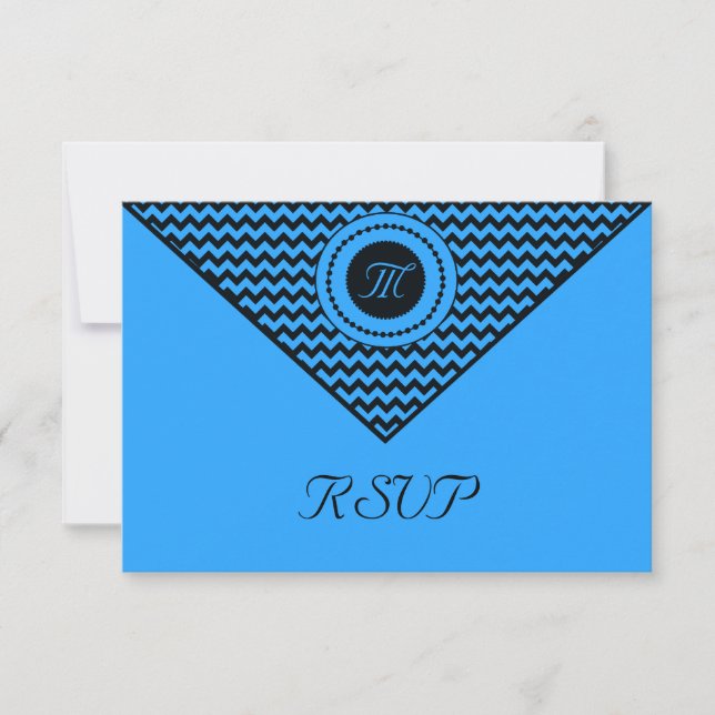 Resposta de Convite Chevron Azul Escuro (Frente)