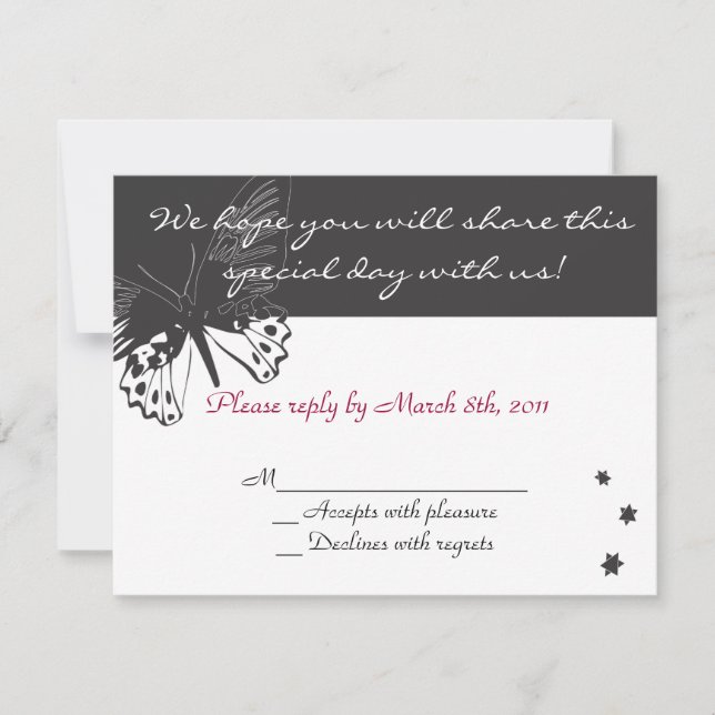 Resposta de Convite de Borboleta Bat mitzvah (Frente)