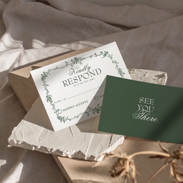 Resposta de Convite de Casamento em Verde Esmerald (Criador carregado)