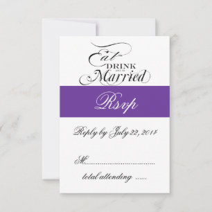 Resposta de Convite de Casamento Purple Eat, Drink
