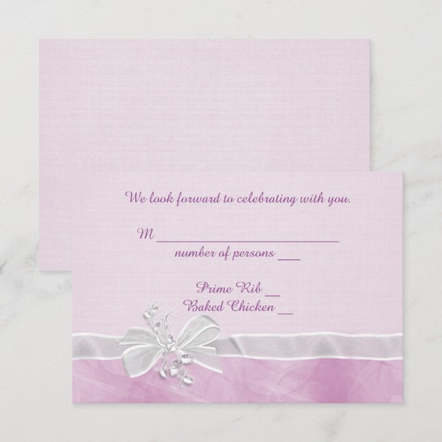 Resposta de Convite de Noiva com Laço Branco (Frente/Verso)