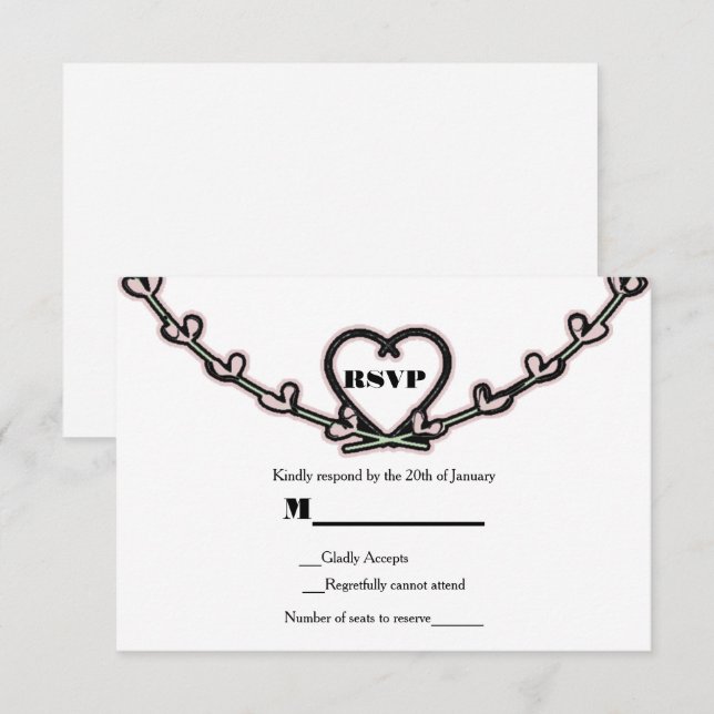 Resposta de Convite de Noivado Casamento com Vinha (Frente/Verso)