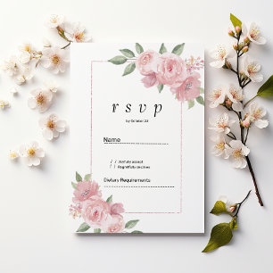Resposta de convite floral verde menta pastel rosa