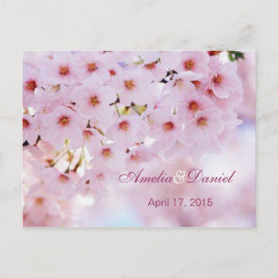 Resposta de convite para flor de cerejeira, cartão