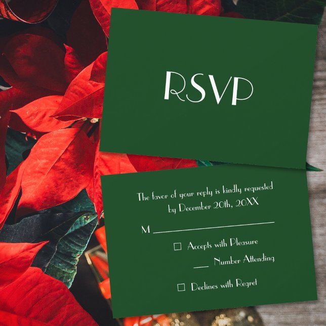 Resposta de Convite Personalizada de Natal Moderno (Custom Modern Christmas Green Holiday Party RSVP)