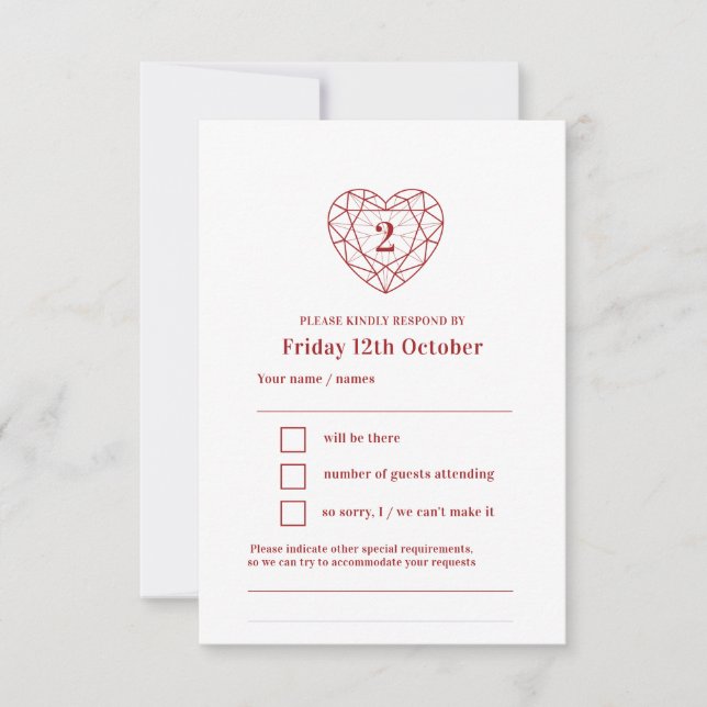 Resposta de coração de garnet no segundo aniversár (Frente)