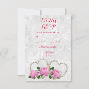 Resposta de Menu de Casamento Pérola Corações e Ro