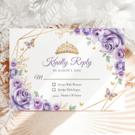 Resposta de Quinceanera Floral Dourada Roxo Lilar