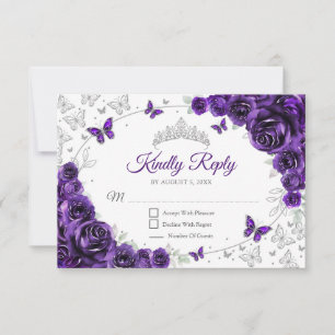 Resposta de Quinceanera Floral Prata Roxa