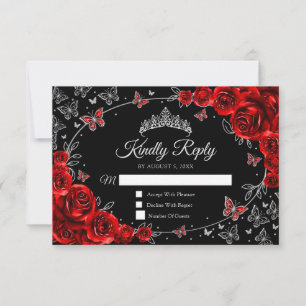 Resposta de Quinceanera Red Silver Preto