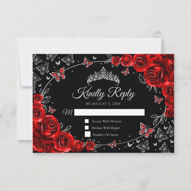 Resposta de Quinceanera Red Silver Preto (Frente)