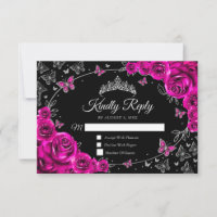 Resposta de Quinze Anos Rosa Fúcsia Prata