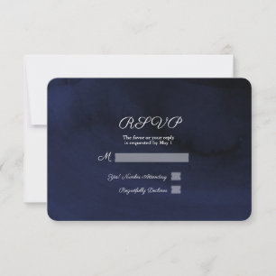 Resposta de RSVP azul naval mal-humorado aquarela 