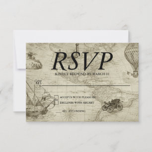 Resposta de RSVP de casamento com mapa vintage mod