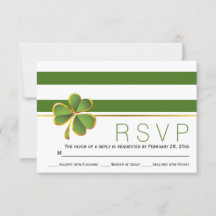Resposta de RSVP de casamento de listras verdes e 