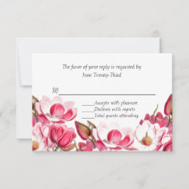 Resposta de RSVP de Casamento de Magnólias Rosa Su