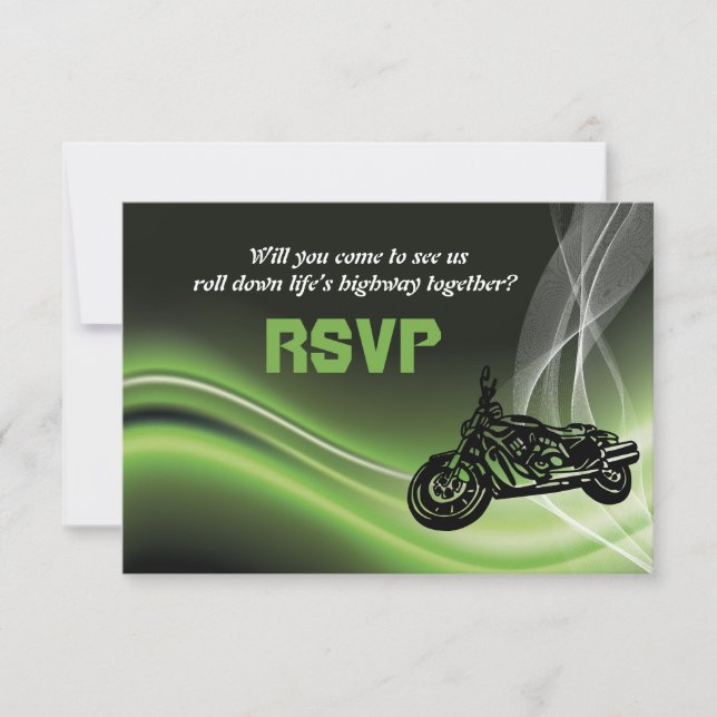Resposta de RSVP de casamento de motociclista/moto (Frente)