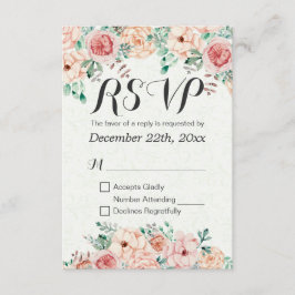 Resposta de RSVP de Casamento de Script Floral e D