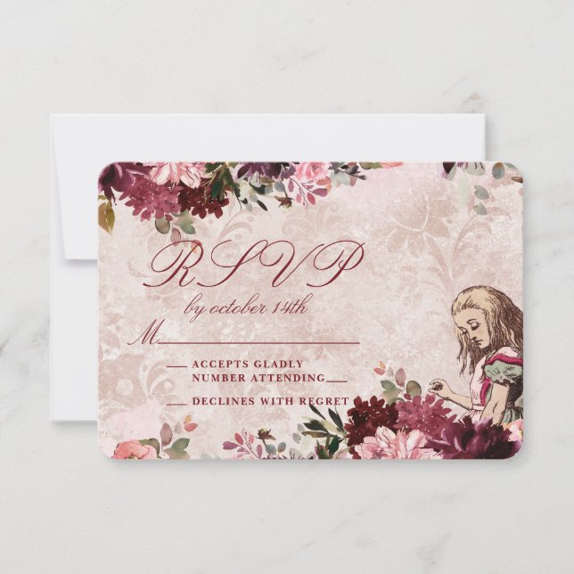 Resposta de RSVP de casamento elegante de Alice no (Frente)