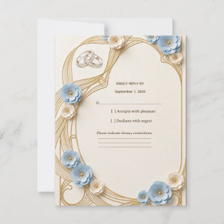 Resposta de RSVP de casamento em azul pastel Art N
