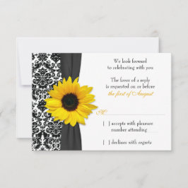 Resposta de RSVP de Casamento em Damasco Amarelo P