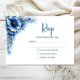 Resposta de RSVP de Casamento Floral Azul