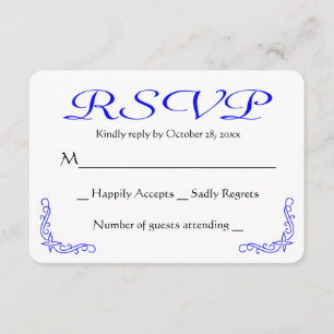 Resposta de RSVP de Casamento Floral Azul e Branco