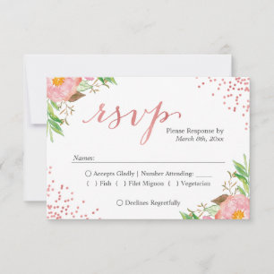 Resposta de RSVP de Casamento Floral de Cor Chic P