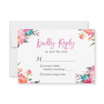 Resposta de RSVP de Casamento Floral de Watercolor