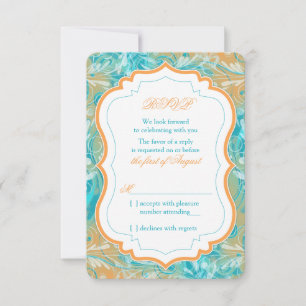 Resposta de RSVP de Casamento Floral Laranja e Tur