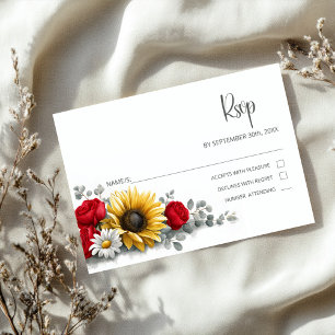Resposta de RSVP de Casamento Floral Rosa Vermelha