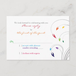 Resposta de RSVP de Casamento Floral Tema Arco-Íri