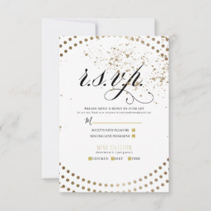 Resposta de RSVP de Casamento Moderno Chic Bronze