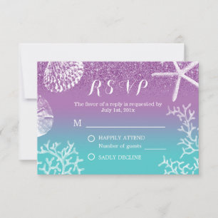 Resposta de RSVP de Casamento na Praia com Lavanda