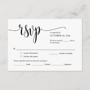 Resposta de RSVP de Convite de Casamento, Cartão d