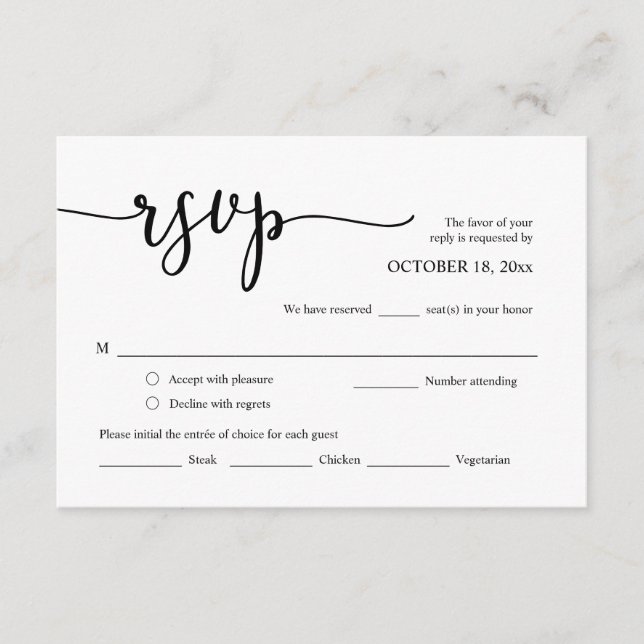 Resposta de RSVP de Convite de Casamento, Cartão d (Frente)