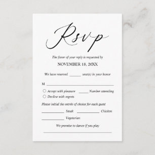 Resposta de RSVP de Convite de Casamento, Opções d