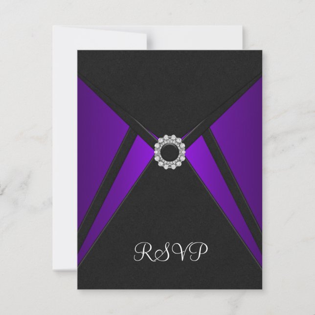 Resposta de RSVP de Diamante Preto Roxo (Frente)