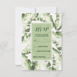 Resposta de RSVP de Folhas Tropicais Verde Elegant