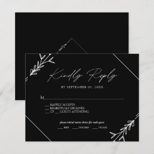 Resposta de RSVP de Menu de Casamento Preto e Bran