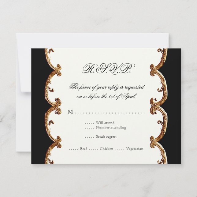 Resposta de RSVP de Swirl Francês do ouro 50. º An (Frente)