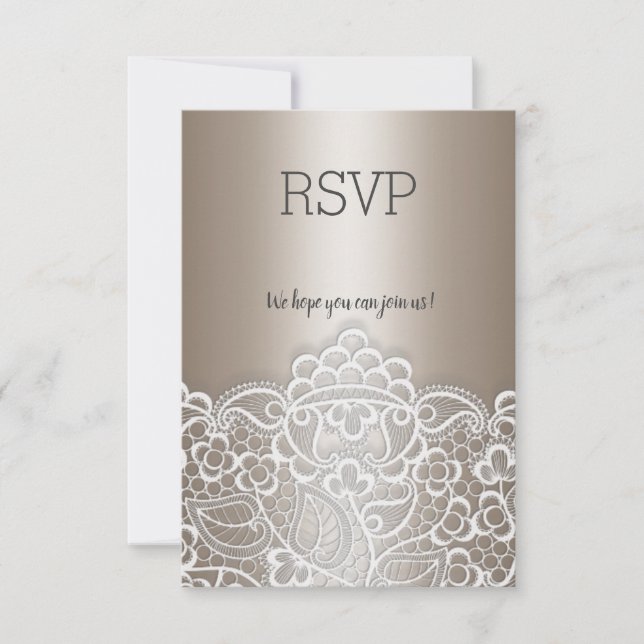 Resposta de RSVP elegante com renda de bronze dour (Frente)
