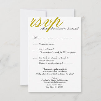 Resposta de RSVP elegante para evento formal de ga