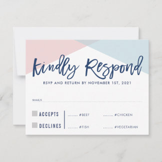 RESPOSTA DE RSVP elegante rosa azul refeições gran